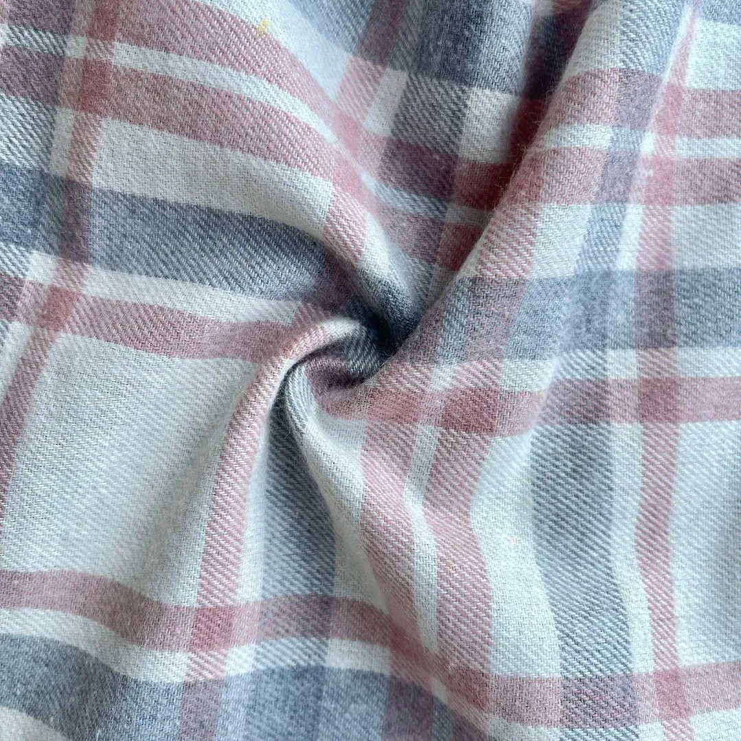 Recycled Polyester Cotton Textile Fabric, Yarn-Dyed Plaid, for Garment